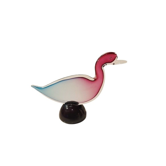 Murano Glass Other - Vtg Murano Sommerso Italian Art Glass Duck Bird Sculpture Purple Blue Figurine